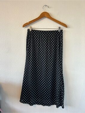 SHEIN Black Polka Dot Midi Skirt - Sleek Size L